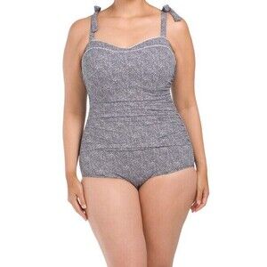 Profile by Gottex Colette D-cup One Piece Black White Dotted Swimsuit Size 8D